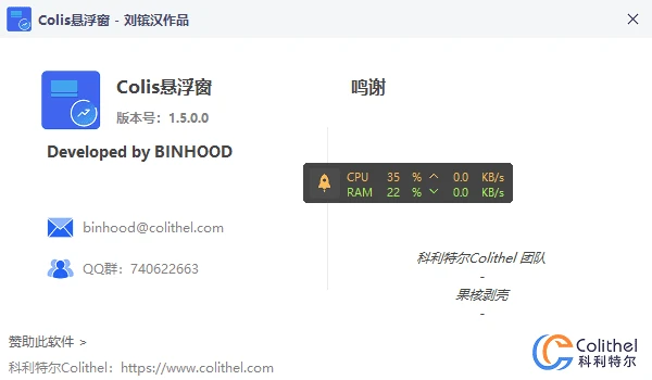 图片[1]-Colis悬浮窗(桌面监控与快捷操作工具) v1.5.0.0 中文绿色版-五九软件库